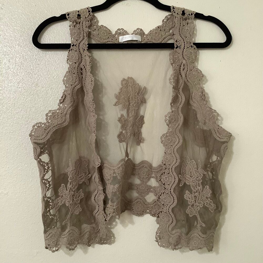 Elegant Lace Vest in Taupe